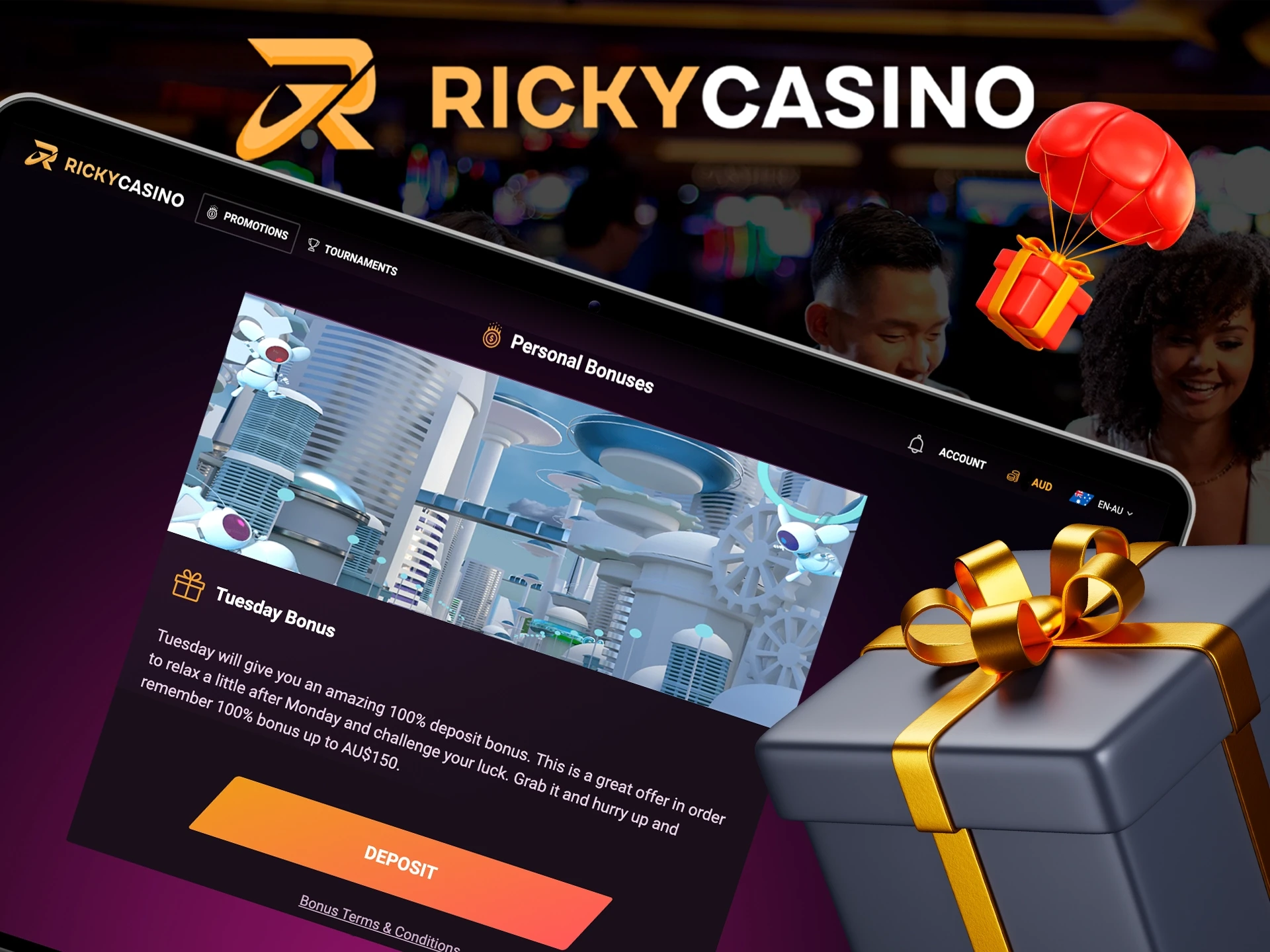Double your deposit every Tuesday at Ricky Casino.