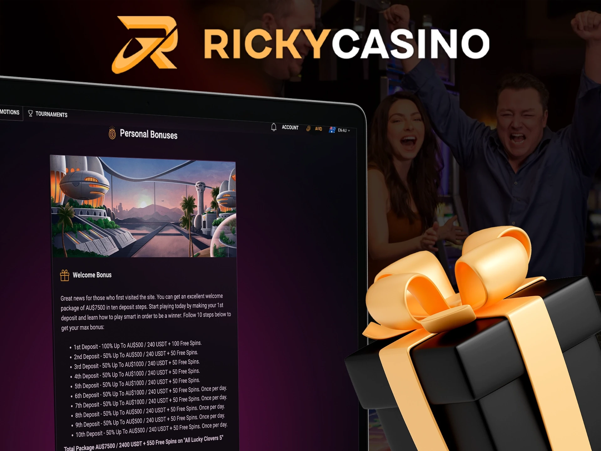 Get more bonuses with every deposit at Ricky Casino.