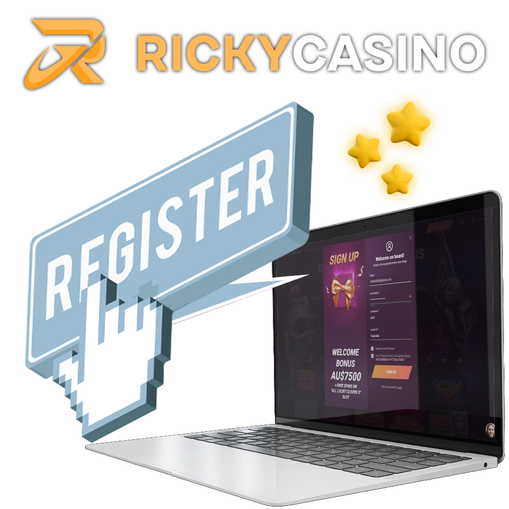 Register and confirm your Ricky Сasino account on the official website or app.