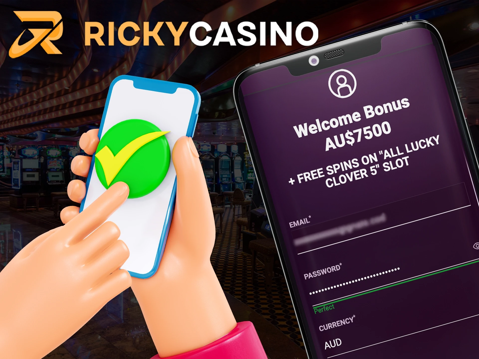 Sign up on the Ricky Сasino app.