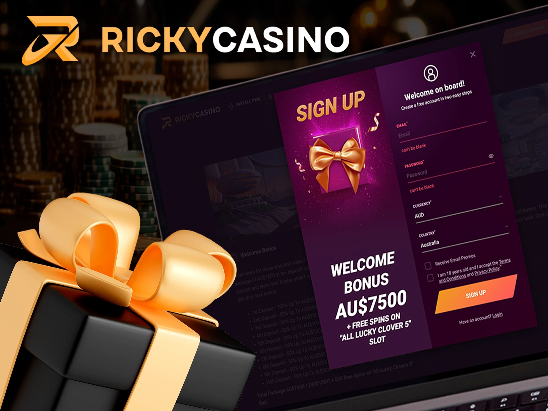 Get a bonus after registering at Ricky Сasino.